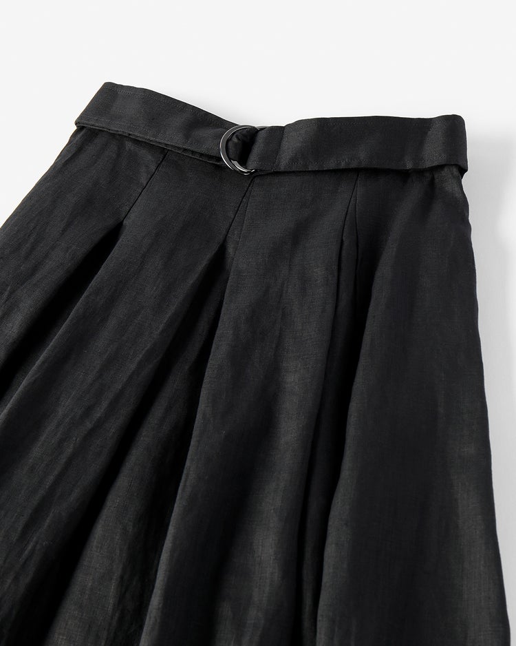 □●◎フレンチリネン・ベルト付きスカート／ロング 詳細画像 ブラック 2