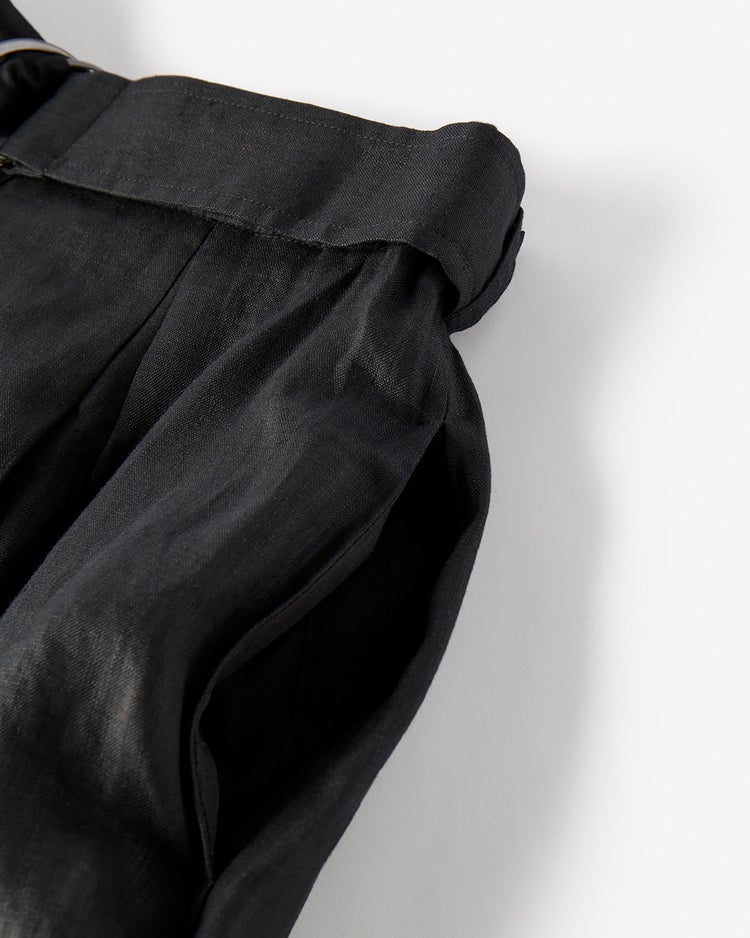 □●◎フレンチリネン・ベルト付きスカート／ロング 詳細画像 ブラック 3