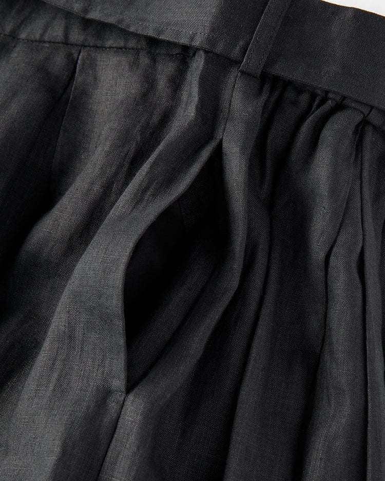 □●フレンチリネン・ベルト付きスカート／ミディ 詳細画像 ブラック2 4