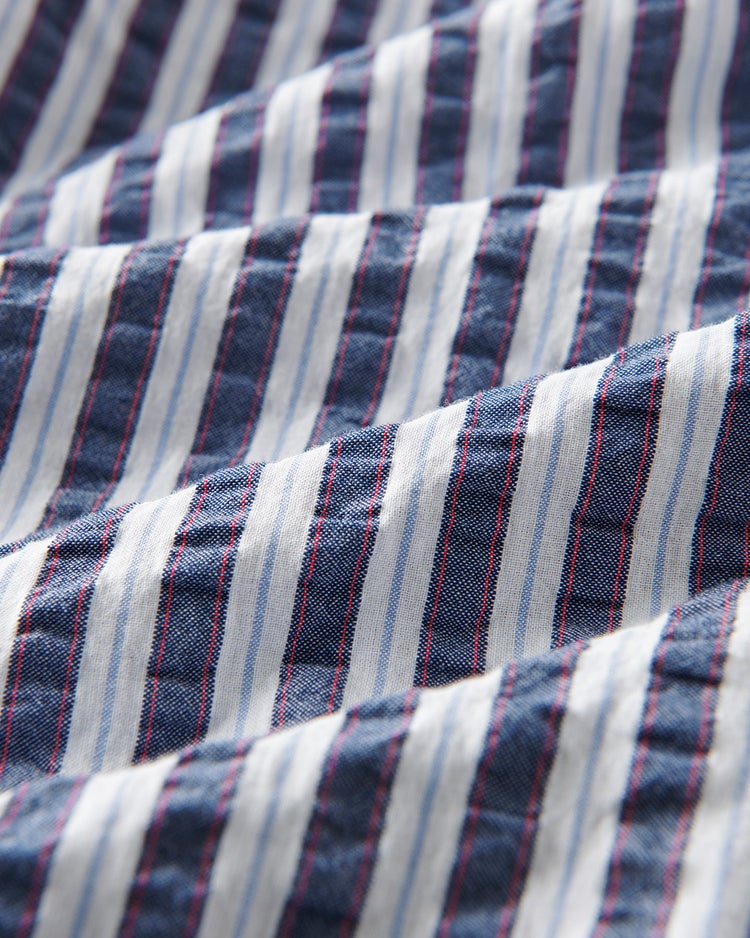 ライトコットン・シアサッカーシャツ半袖 詳細画像 ネイビーストライプ 3