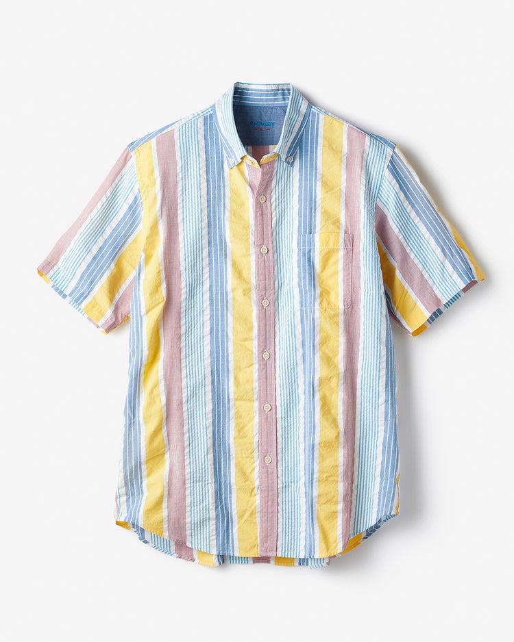 ライトコットン・シアサッカーシャツ半袖 詳細画像 マルチストライプ 4