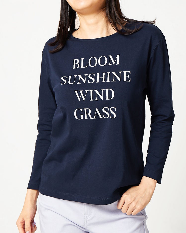 ロングスリーブ・レタリングTシャツ 詳細画像 ミッドナイトブルー 1