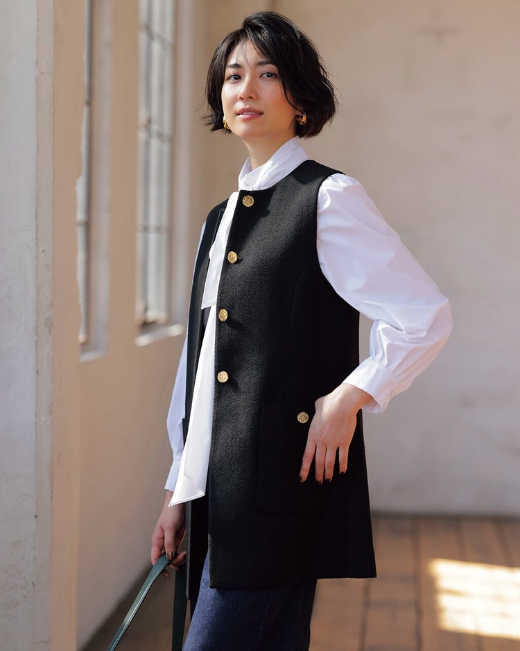 スラブツイード・ノーカラージレ 詳細画像 ブラック 2