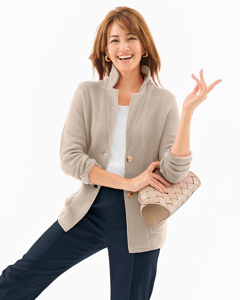 タックステッチ ニットジャケット 40代50代からのレディース メンズファッション通販 Doclasse ドゥクラッセ