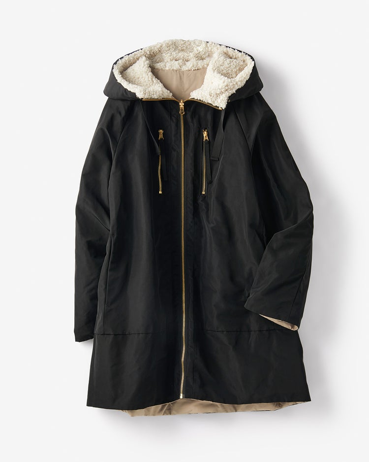 マジカルサーモ・ボアフードコート 詳細画像 ブラック 9