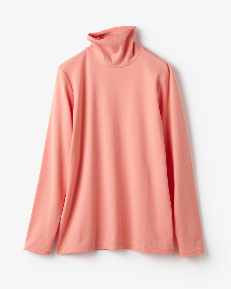 超長綿タートルネック／無地 詳細画像 サーモンピンク 1