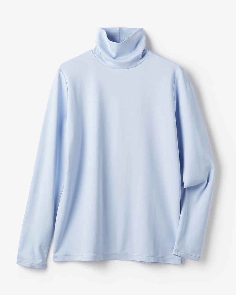 超長綿タートルネック／無地 詳細画像 ペールブルー 1