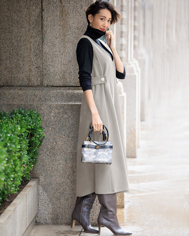 ニードルジャージー・サイドボタンジャンスカ 詳細画像 グレー 1