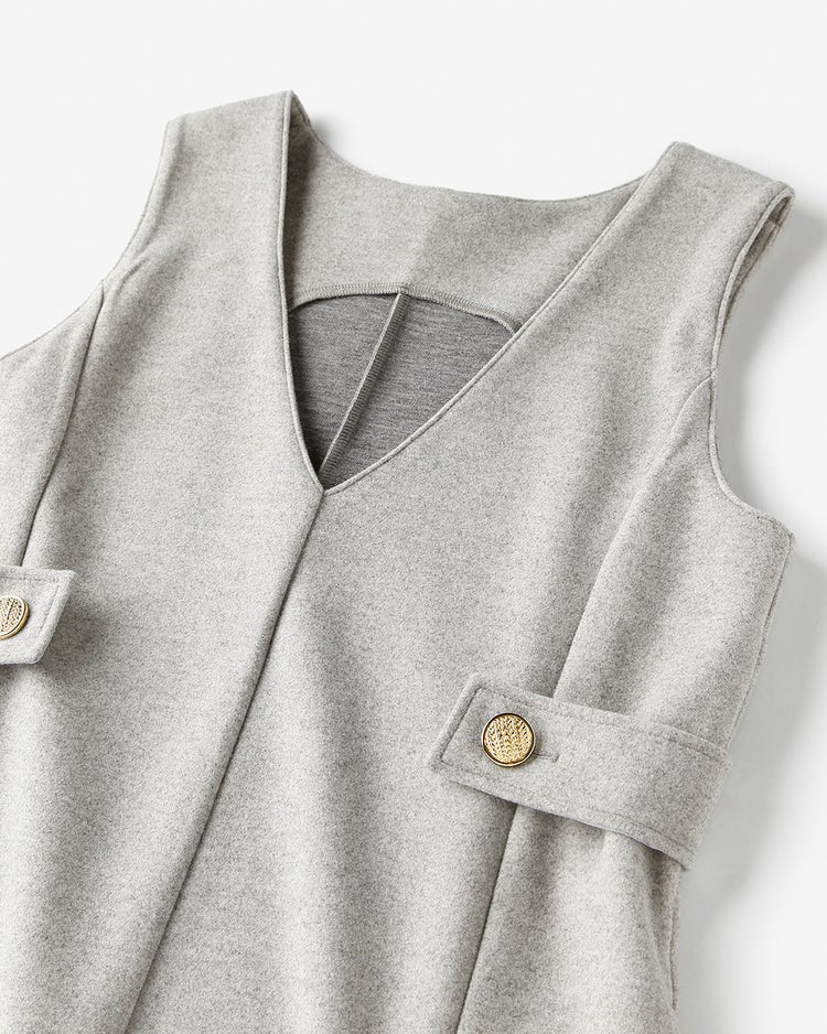 ニードルジャージー・サイドボタンジャンスカ 詳細画像 グレー 2