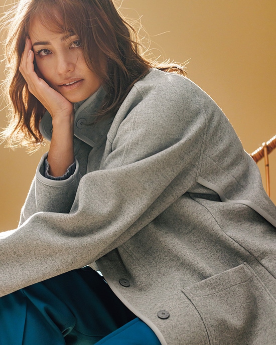 ニードルジャージー・スタンドカラーコート