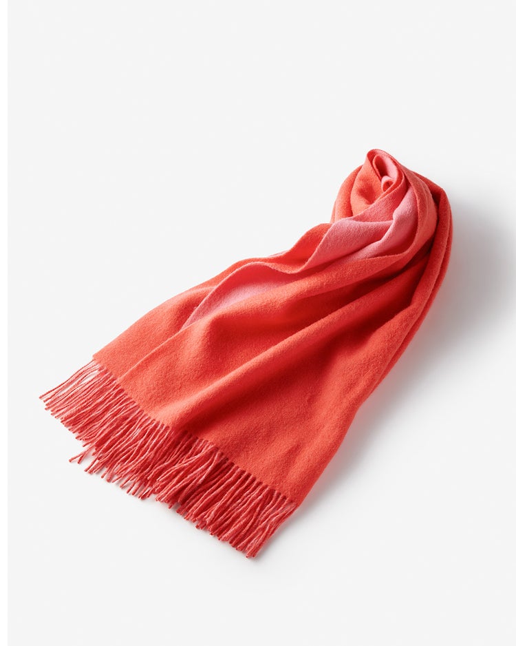 カシミヤ混ダブルフェイス・ストール 詳細画像 オレンジパターン 3