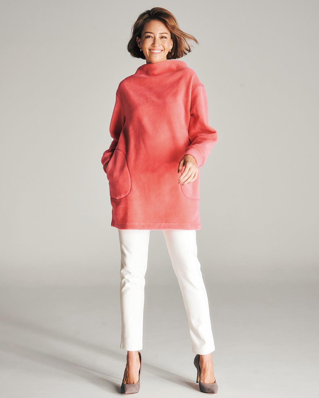 ドレープネック・フリースチュニック/DoCLASSE