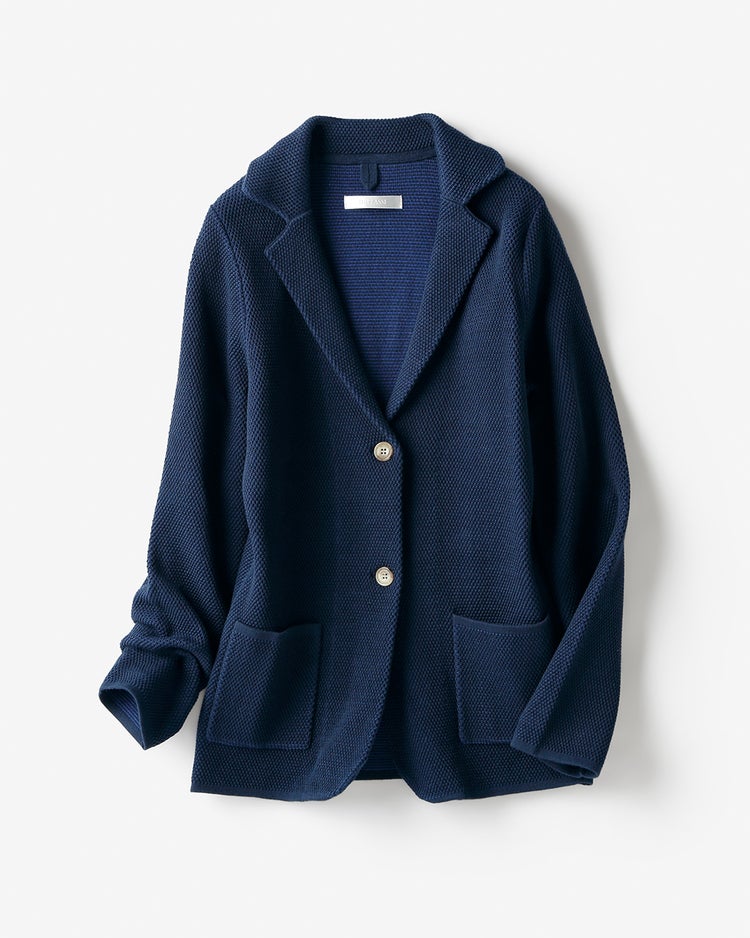 タック編み・シングルジャケット 詳細画像 ネイビー 4