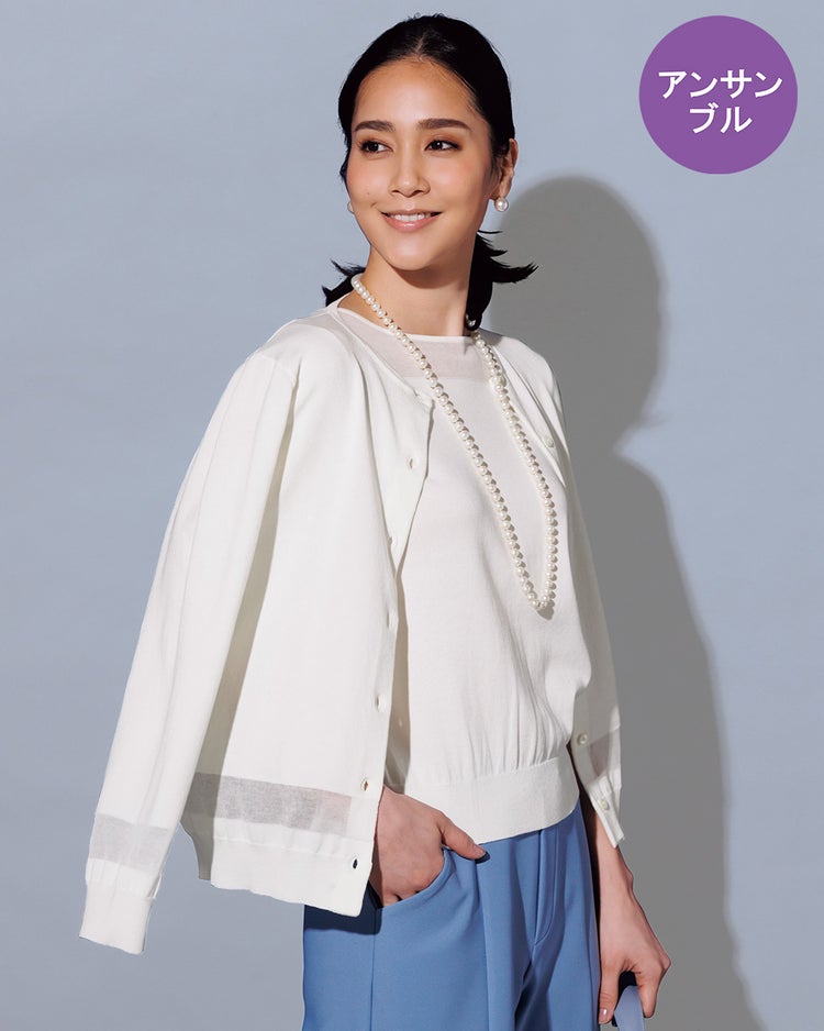 シアーデザイン・アンサンブルニット 詳細画像 ホワイト 1