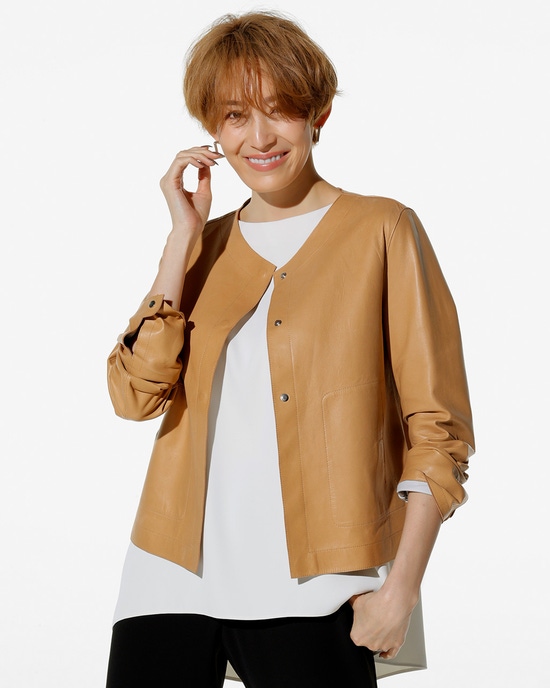 ラムナッパレザー・ノーカラージャケット