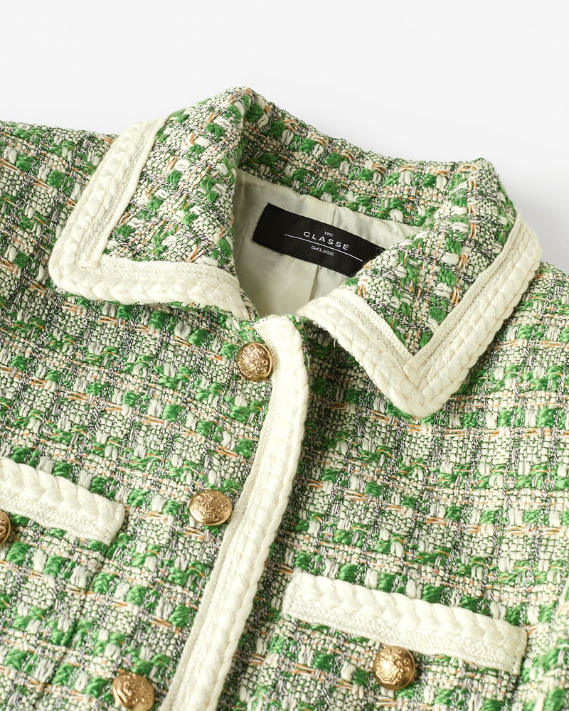 カラーツイード・衿付きジャケット 詳細画像 グリーン・パターン 3
