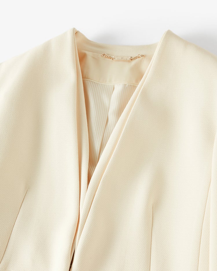 二重織りカルゼ・ダブルノーカラージャケット 詳細画像 エクルー 3
