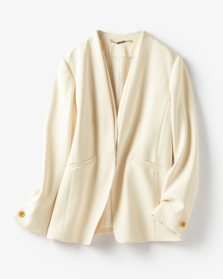 二重織りカルゼ・ダブルノーカラージャケット 詳細画像 エクルー 8