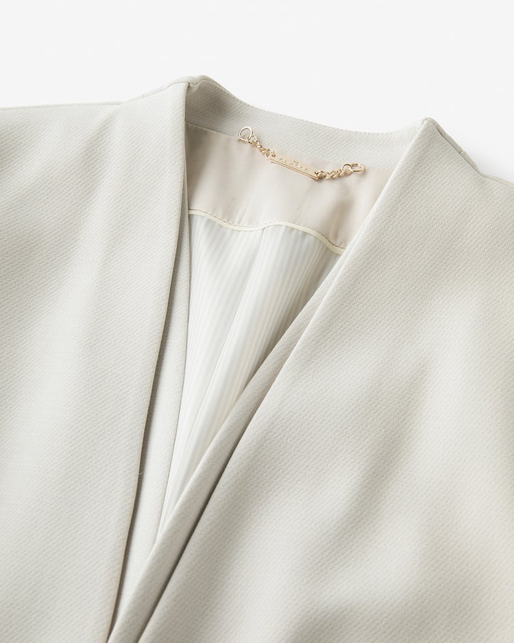 二重織りカルゼ・ダブルノーカラージャケット 詳細画像 グレー 2