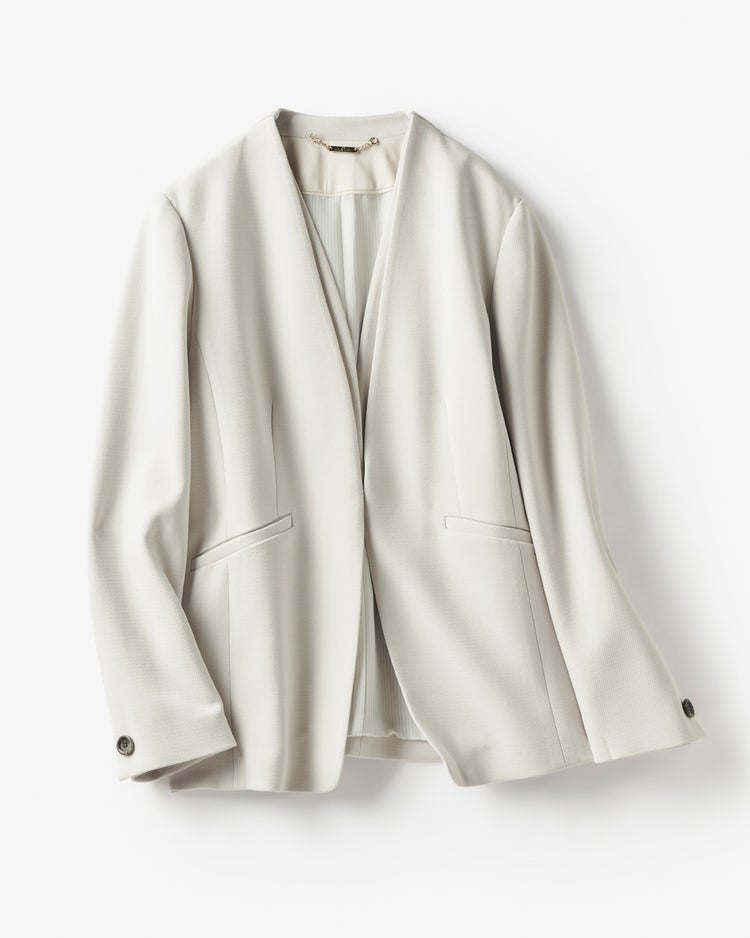 二重織りカルゼ・ダブルノーカラージャケット 詳細画像 グレー 6