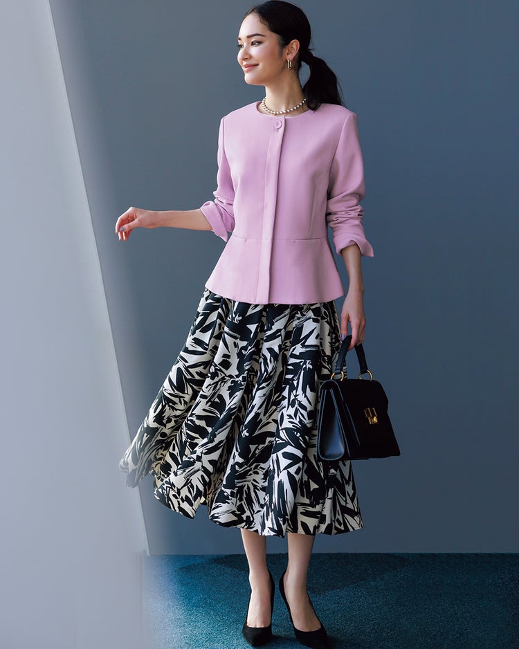 二重織りカルゼ・ペプラムジャケット 詳細画像 ライラック 1