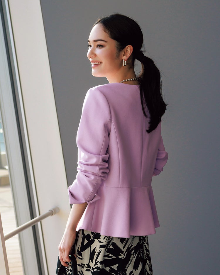 二重織りカルゼ・ペプラムジャケット 詳細画像 ライラック 2