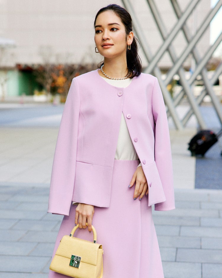 二重織りカルゼ・ペプラムジャケット 詳細画像 ライラック 3