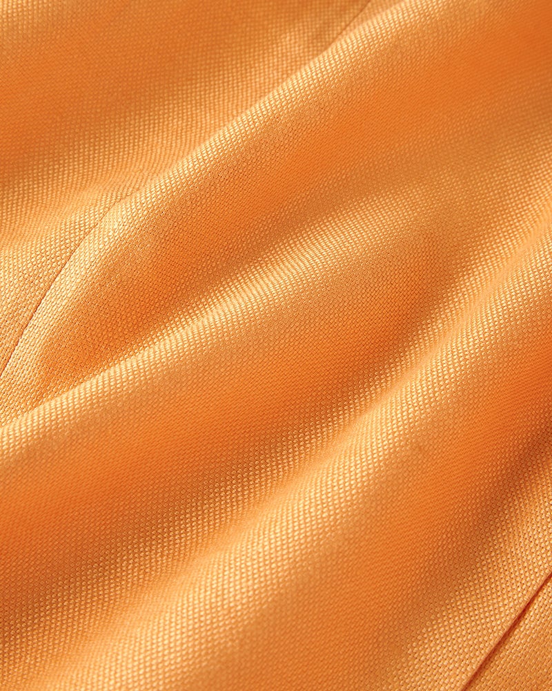 フレンチリネン・バスケット織りノーカラージャケット 詳細画像 オレンジ 9