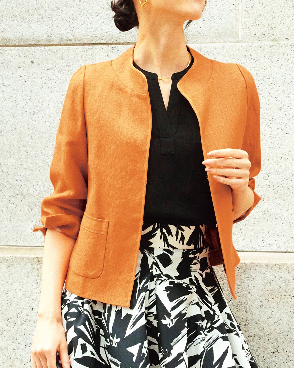 極リネン・スタンドカラージャケット/40代50代からのレディース