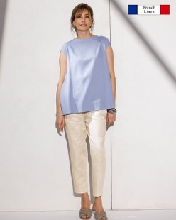 14番リネン・グログランテーパードパンツ
