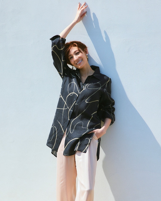 テンセルラミー・プリントロングシャツ