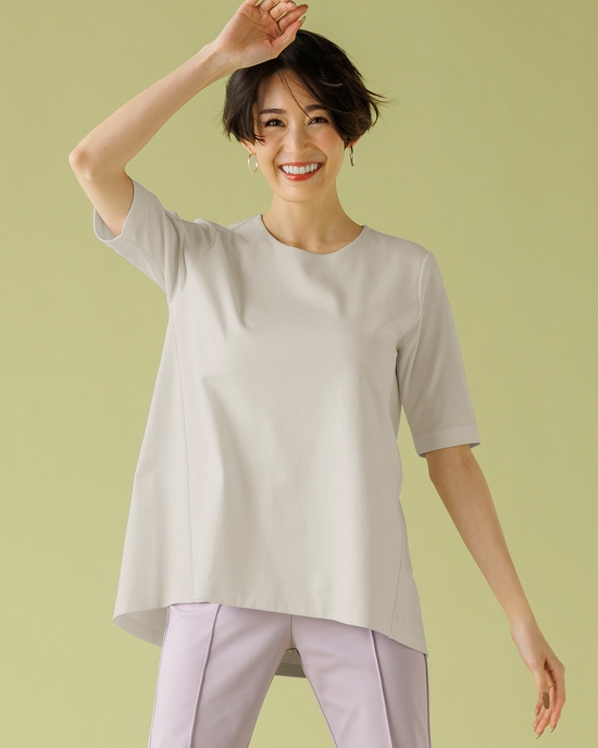 バックギャザー／5分袖・ドゥクラッセTシャツ