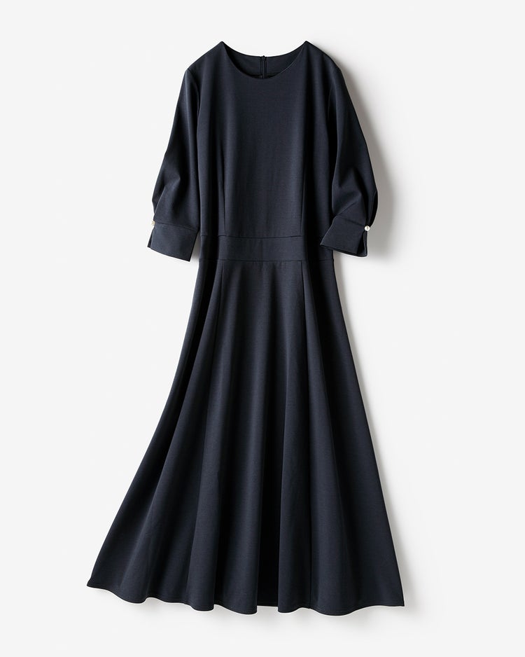 シルキーポンチ・ロングフレアワンピース 詳細画像 ミッドナイトブルー 4