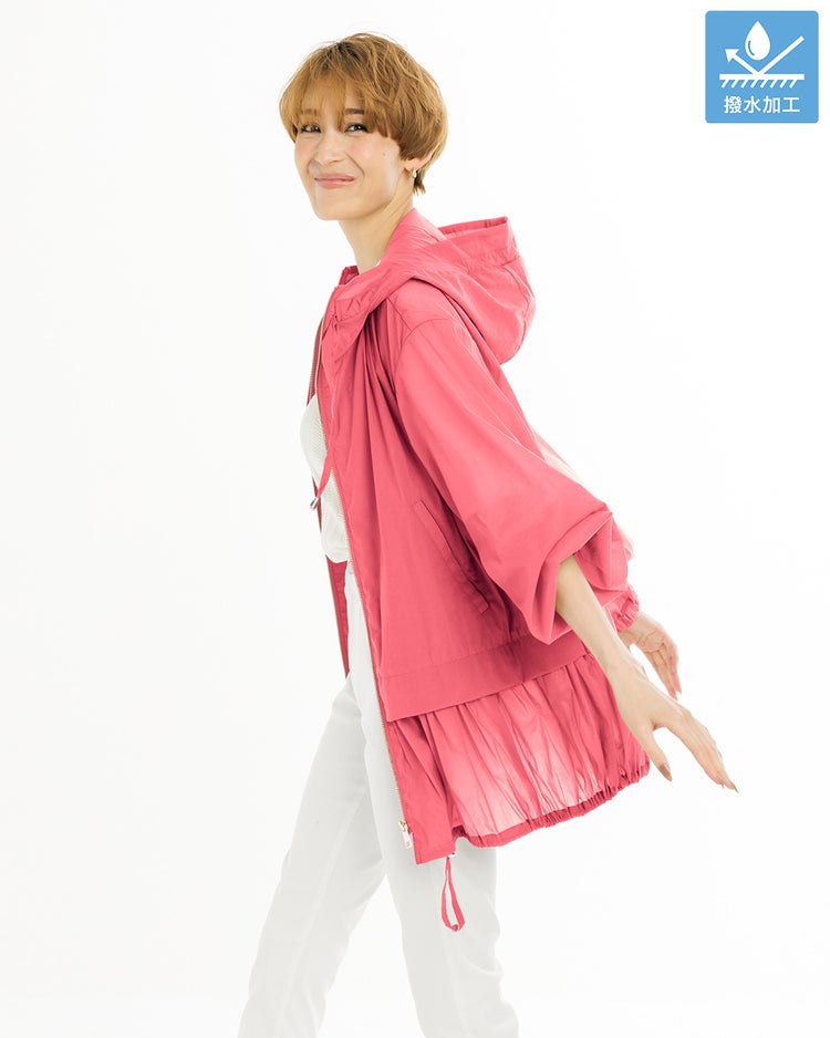 シアーストレッチ・ペプラム裾コート 詳細画像 ピンク 1