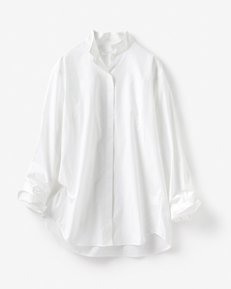 高密度コットン・スタンドカラーシャツ 詳細画像 ホワイト 7