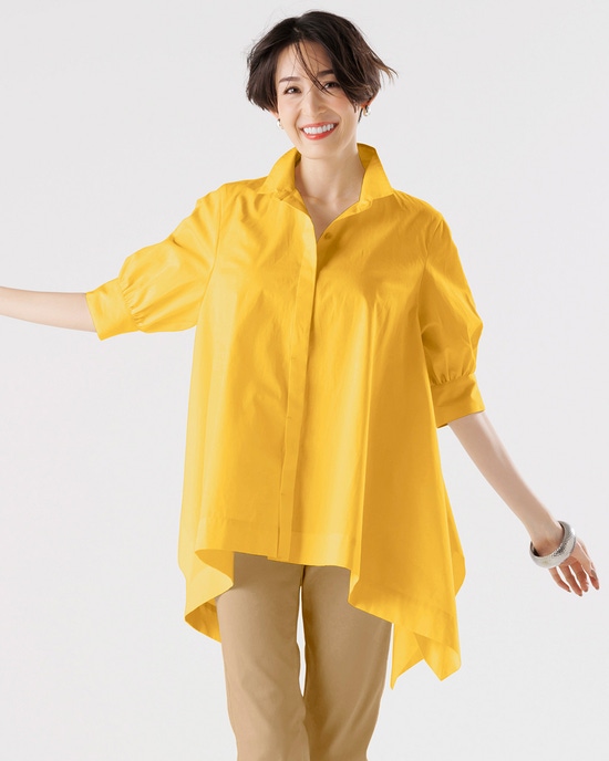 高密度コットン・構築フォルムシャツ