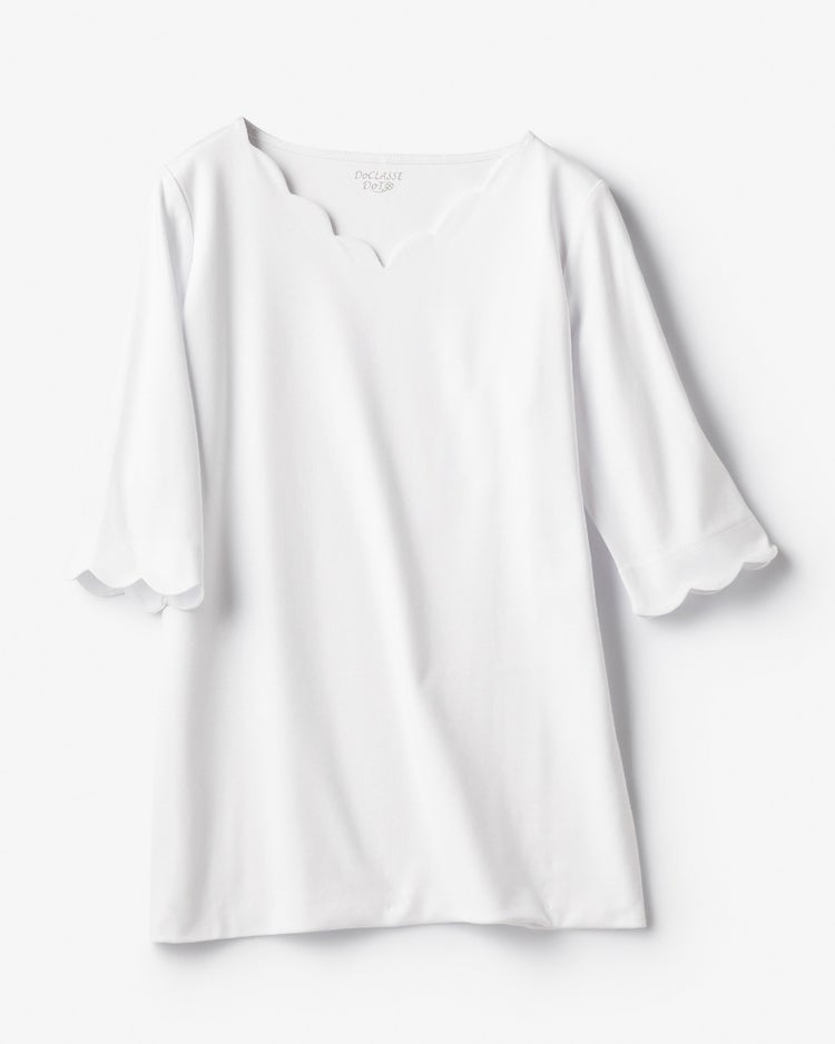 スカラップ／5分袖・ドゥクラッセTシャツ 詳細画像 ホワイト 5