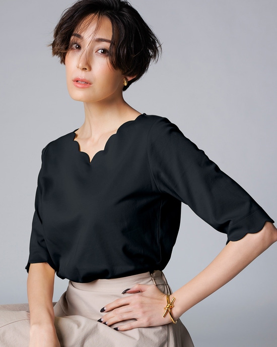 スカラップ／5分袖・ドゥクラッセTシャツ