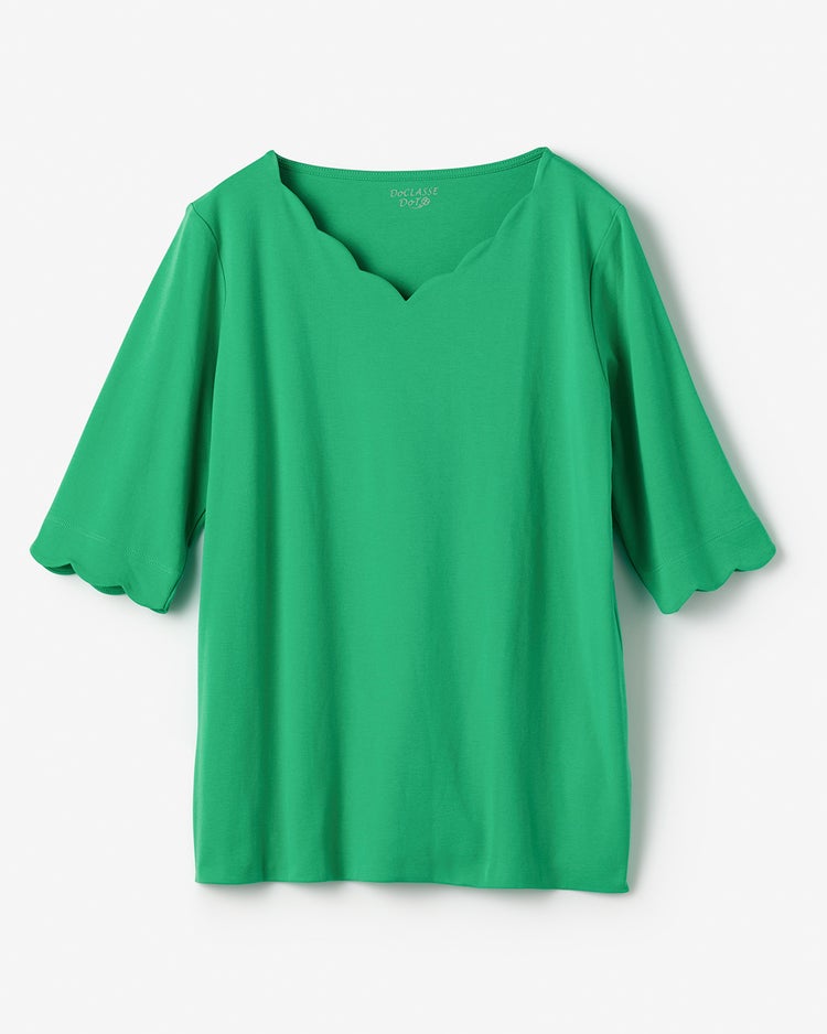 スカラップ／5分袖・ドゥクラッセTシャツ 詳細画像 グリーン 3