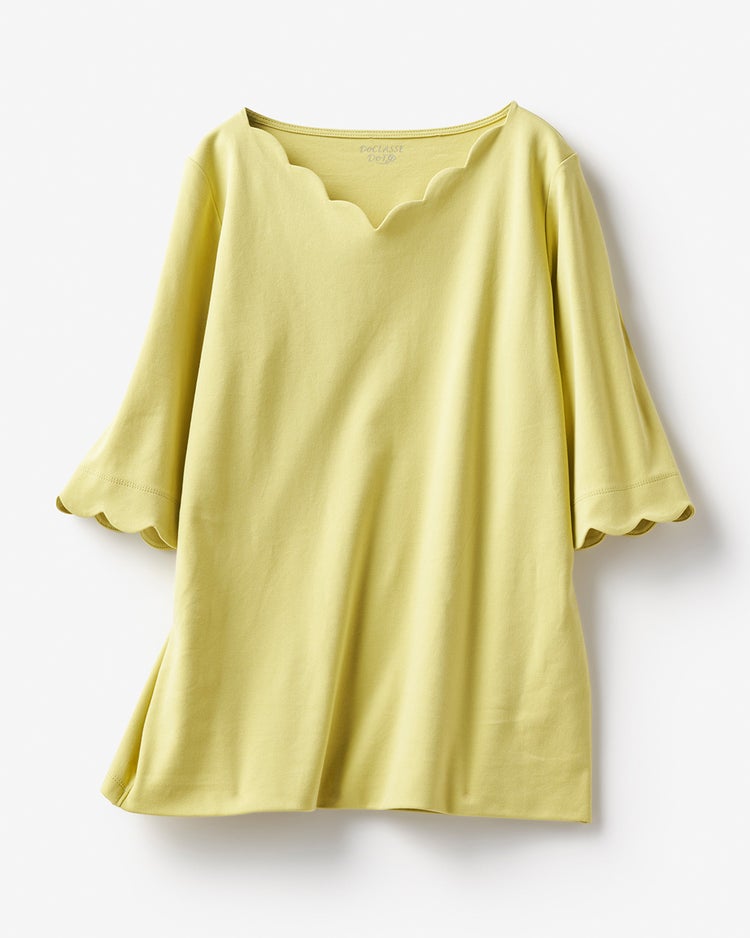 スカラップ／5分袖・ドゥクラッセTシャツ 詳細画像 シトロングリーン 5