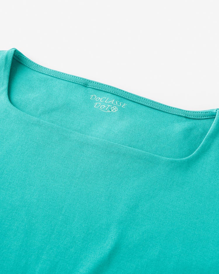 スクエアネック／７分袖・ドゥクラッセTシャツ 詳細画像 ターコイズ 2