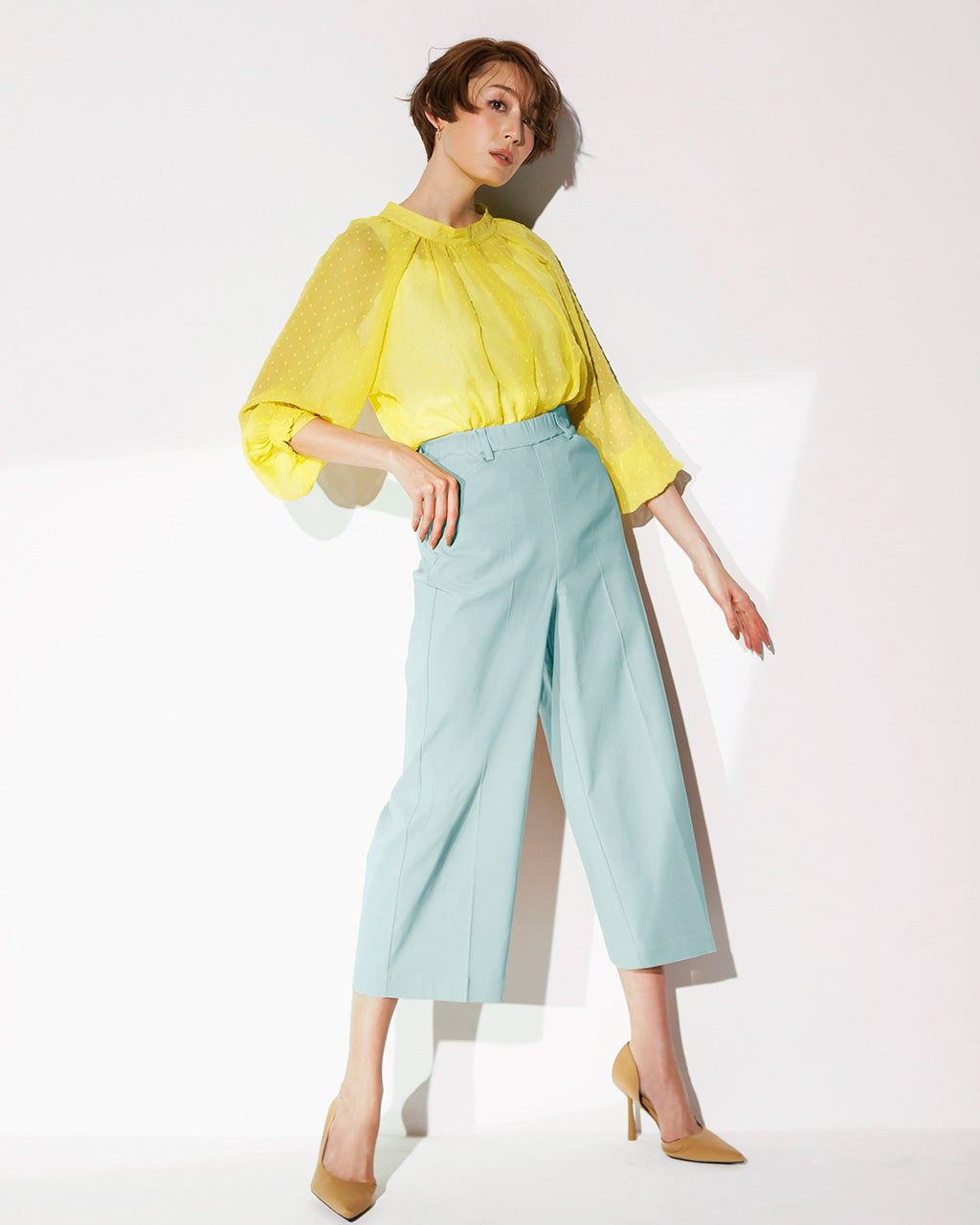 【新品タグ付き】REFRECT ドライタッチワイドクロップドパンツ ドライタッチ・ワイドクロップド/40代50代からのレディース