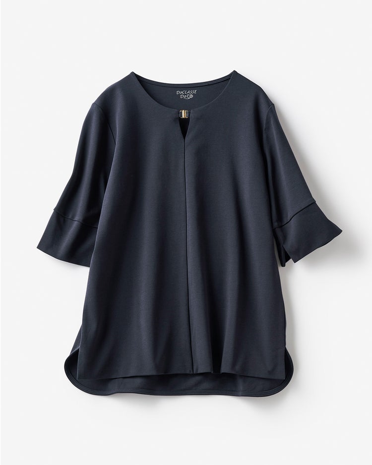 メタルフックキーネック／5分袖・ドゥクラッセTシャツ 詳細画像 ミッドナイトブルー 4