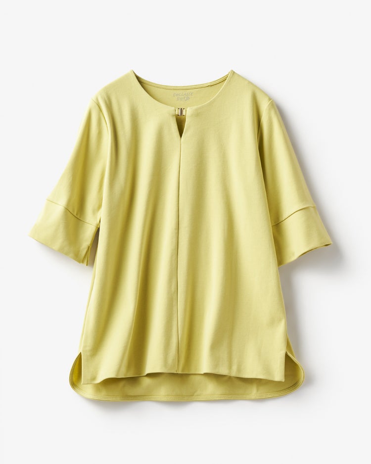 メタルフックキーネック／5分袖・ドゥクラッセTシャツ 詳細画像 シトロングリーン 4