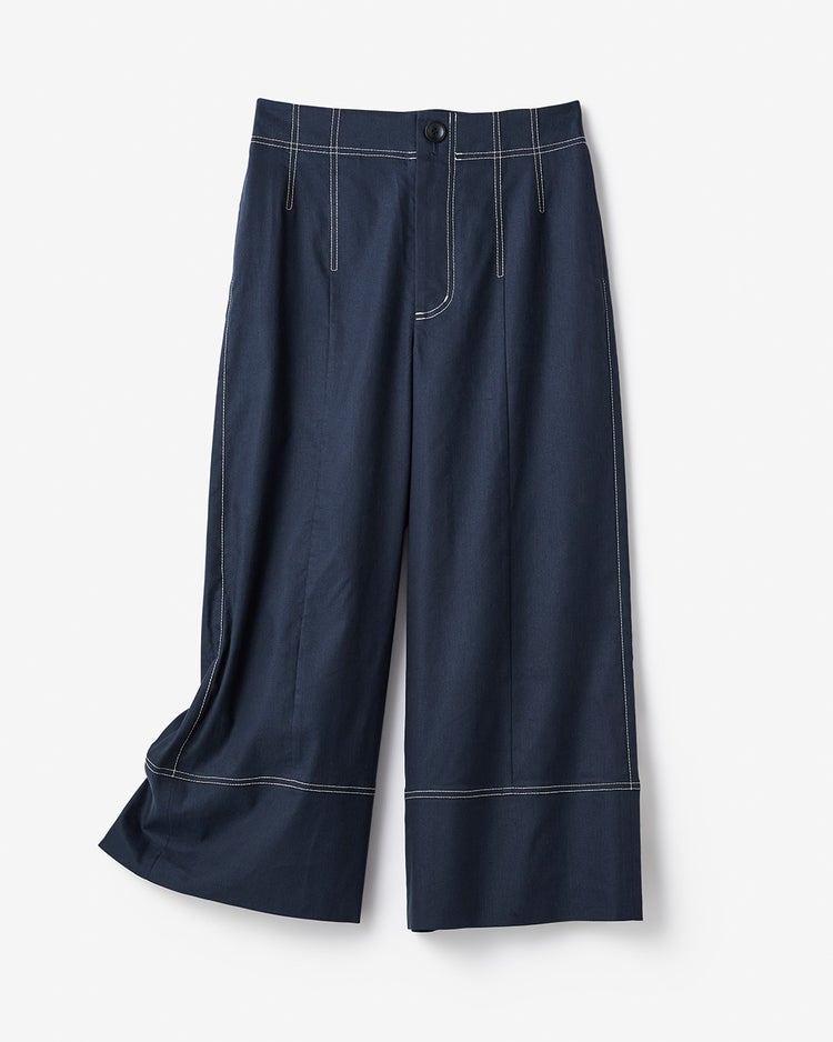 艶ストレッチリネン・ワイドパンツ 詳細画像 ネイビー 5
