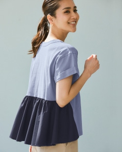 異素材コンビ・ロールアップ袖トップス
