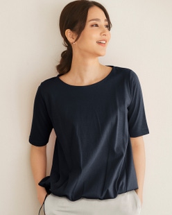ドローコード付ボートネック／5分袖・ドゥクラッセTシャツ