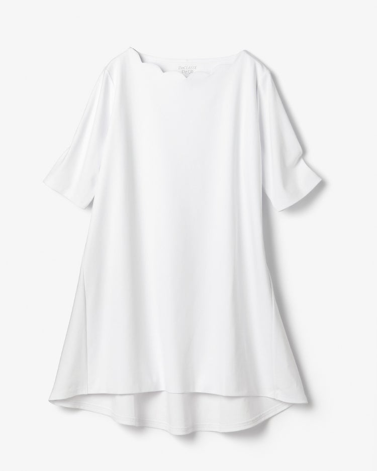 スカラップ／ラウンドフレア５分袖・ドゥクラッセTシャツ 詳細画像 ホワイト 3