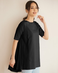 スカラップ／ラウンドフレア５分袖・ドゥクラッセTシャツ
