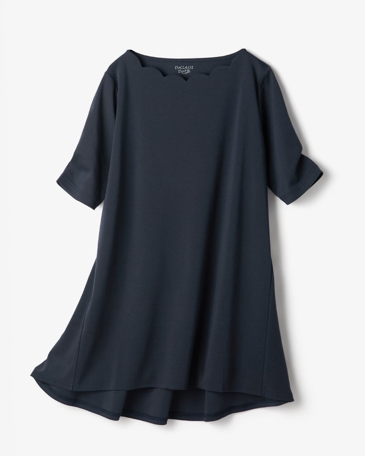スカラップ／ラウンドフレア５分袖・ドゥクラッセTシャツ 詳細画像 ミッドナイトブルー 3